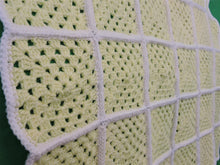 Charger l&#39;image dans la galerie, Quilts, Afghans, etc. - Beautiful Crocheted Afghan - Yellow Squares - White Edge
