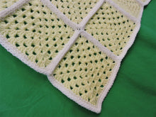 Charger l&#39;image dans la galerie, Quilts, Afghans, etc. - Beautiful Crocheted Afghan - Yellow Squares - White Edge
