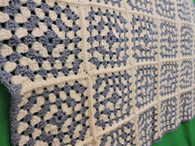 Load image into Gallery viewer, Quilts, Afghans, etc. - Beautiful Crocheted Afghan - Dusty Blue and White Squares - White Edge
