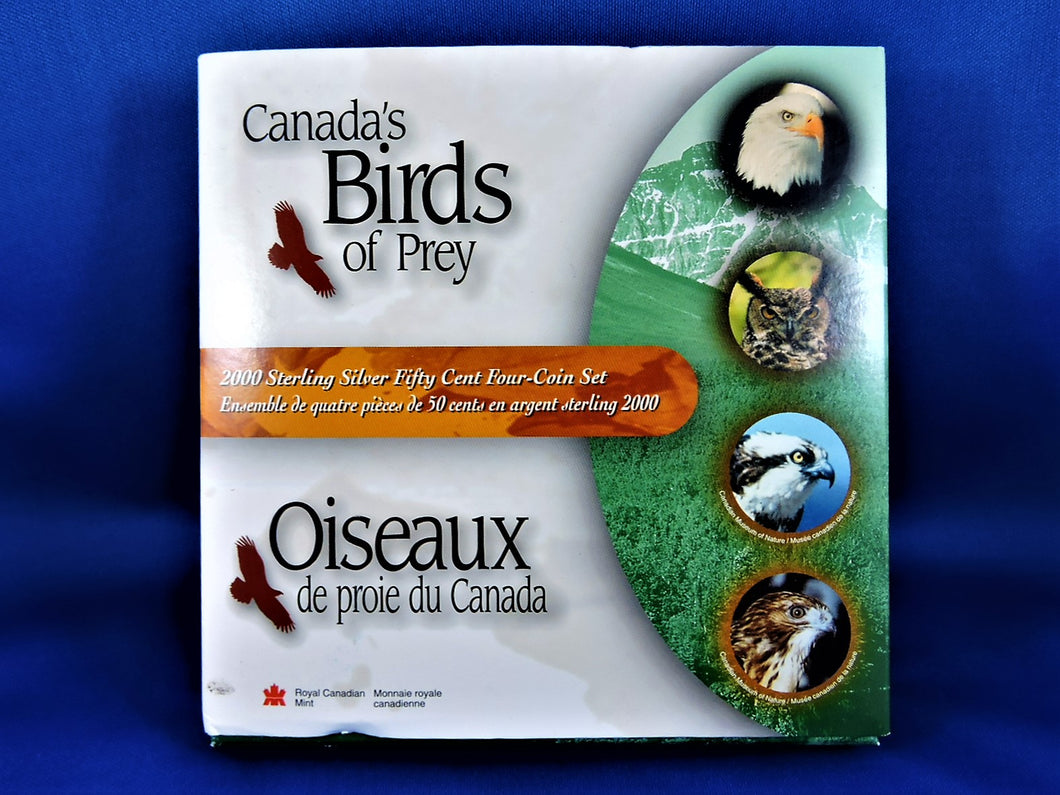 Currency - Silver Four 50 Cent Coin Set - 2000 - RCM - Canada's Birds of Prey