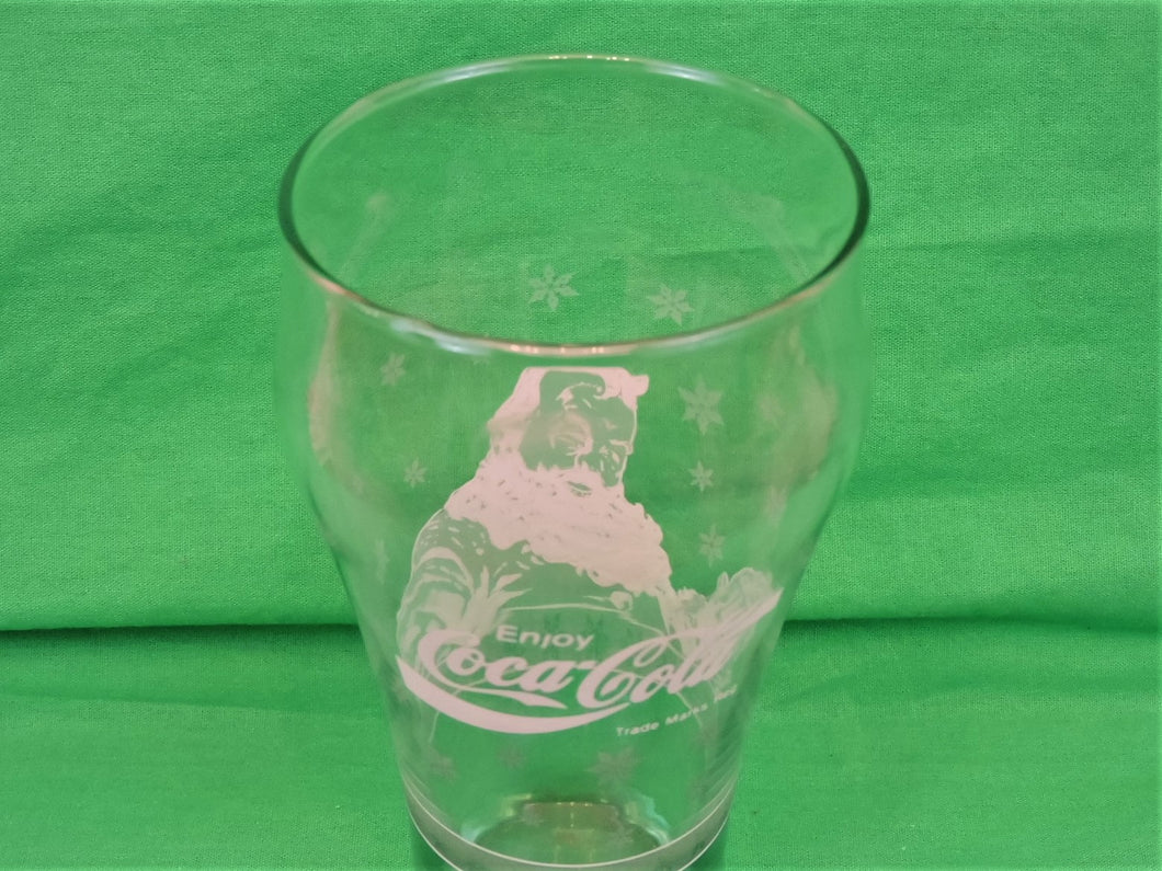 Coca-Cola Memorabilia - Coca-Cola Glass - Green with Santa - White Design