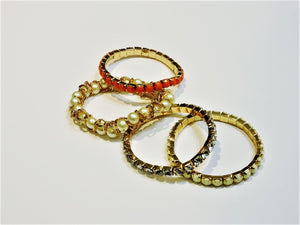 Jewelry - Bracelets - Set of 4 - White and Salmon in Colour