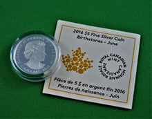 Charger l&#39;image dans la galerie, Currency - Silver Coin - $5 - 2016 - RCM - Birthstones - June
