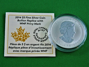 Currency - Silver Coin - $5 - 2014 - RCM - Bullion Replica with WMF Privy Mark