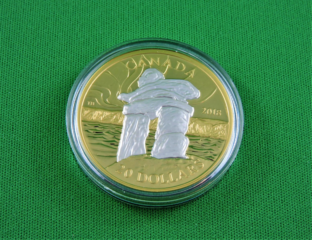 Currency - Silver Coin - $20 - 2018 - RCM - Canada's Iconic Inukshuk