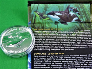 Currency - Silver Coin - $100 - 2016 - RCM - The Orca - Ruler of the Seas