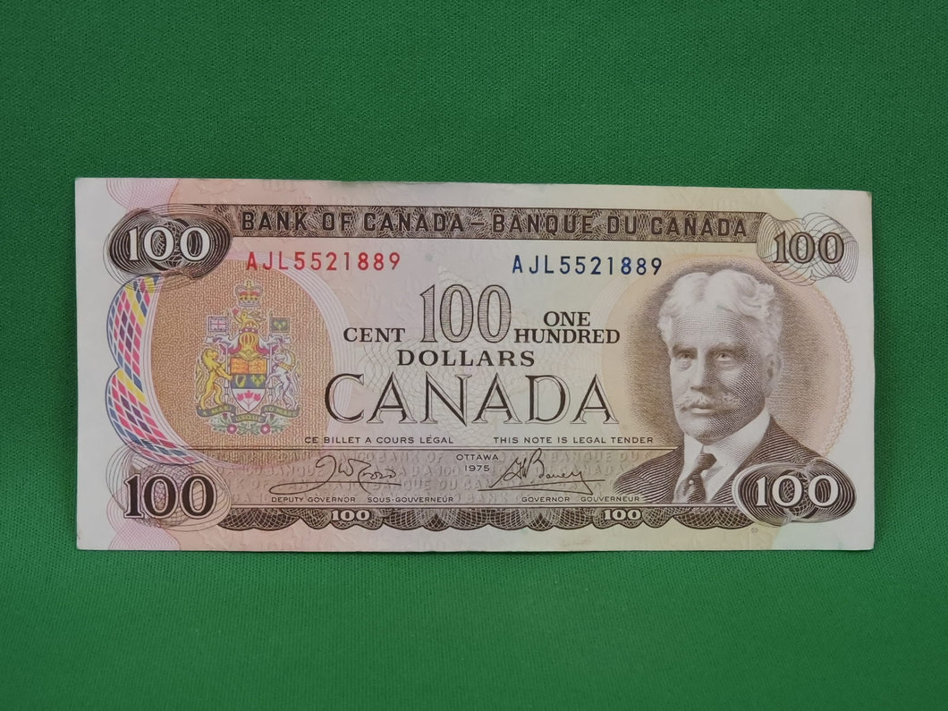 Canadian Bank Notes - ENZ - 1975 - $100 - AJL5521889