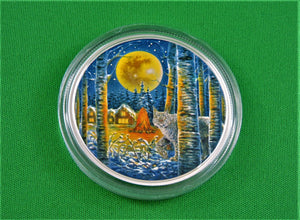 Currency - Silver Coin - $30 - 2017 - RCM - Animals in the Moonlight - Lynx