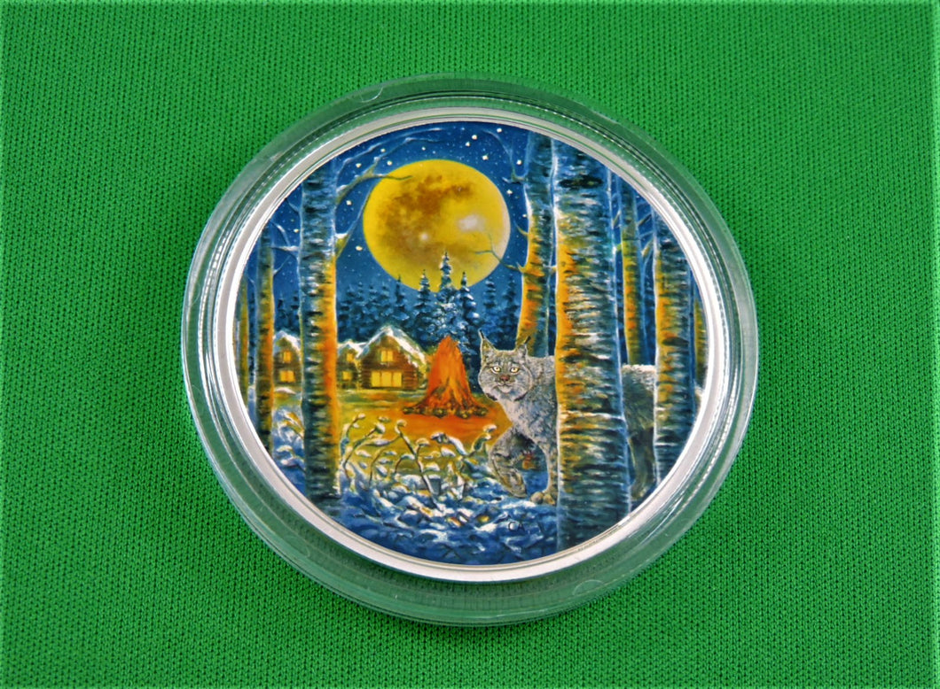 Currency - Silver Coin - $30 - 2017 - RCM - Animals in the Moonlight - Lynx