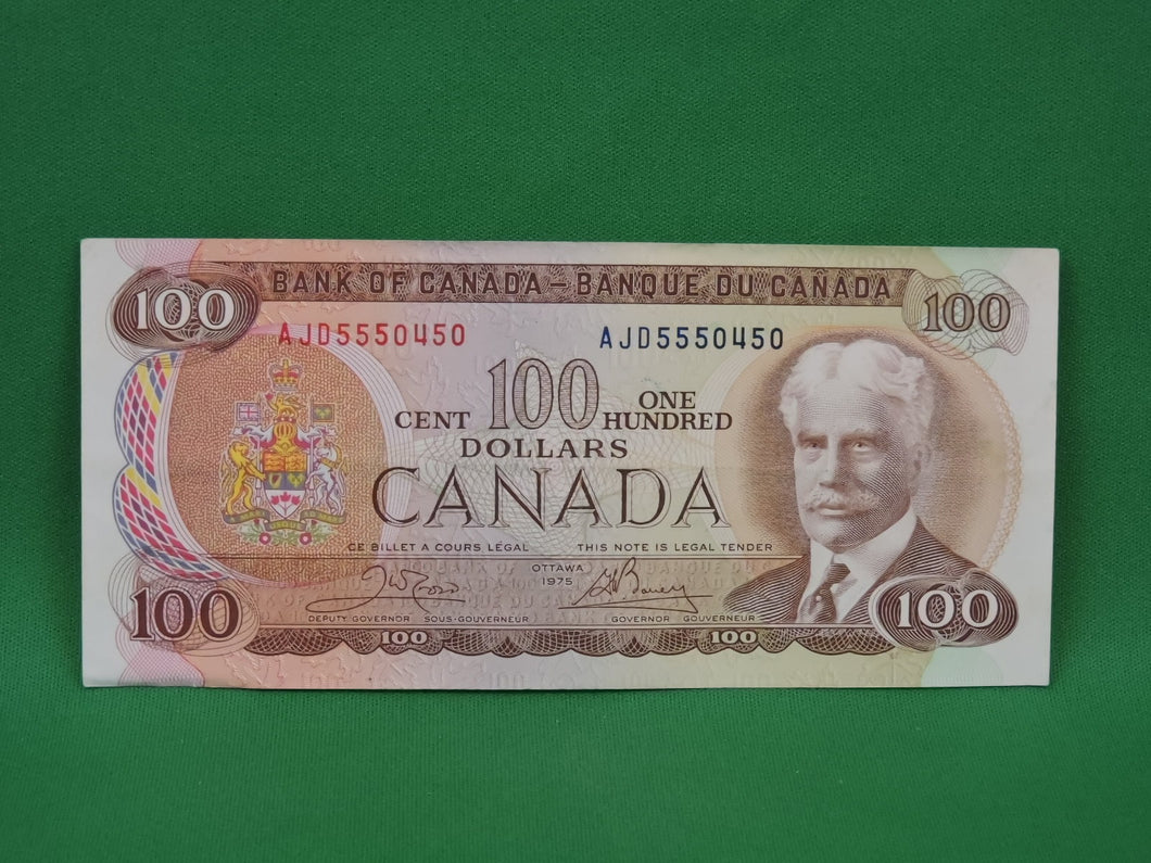 Canadian Bank Notes - ENZ - 1975 - $100 - AJD5550450