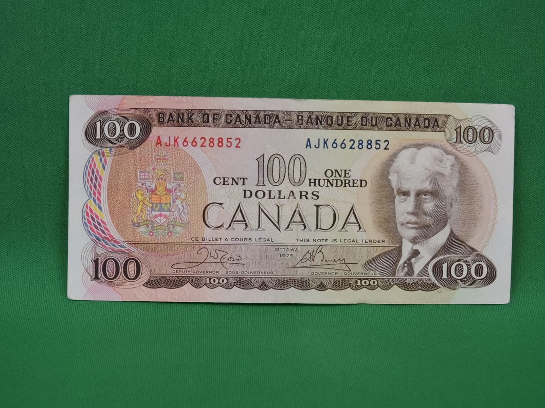 Canadian Bank Notes - ENZ - 1975 - $100 - AJK6628852