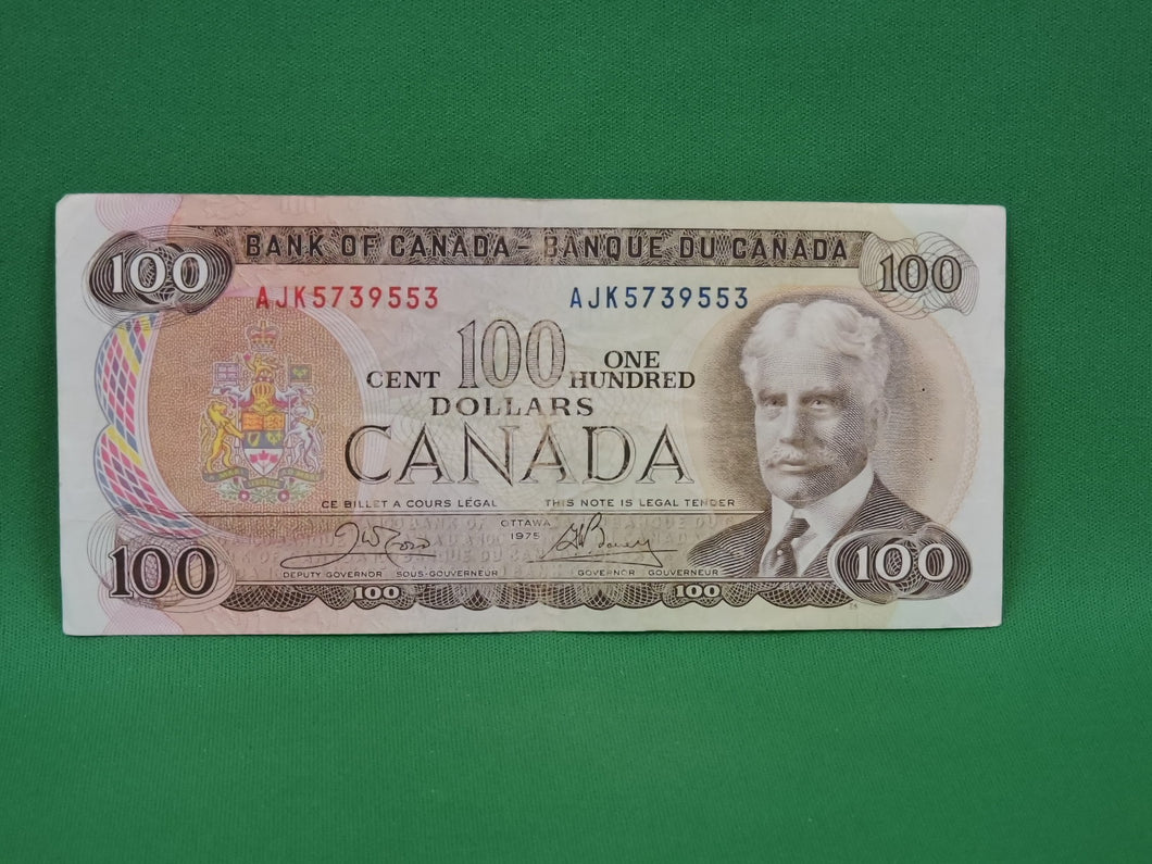 Canadian Bank Notes - ENZ - 1975 - $100 - AJK5739553