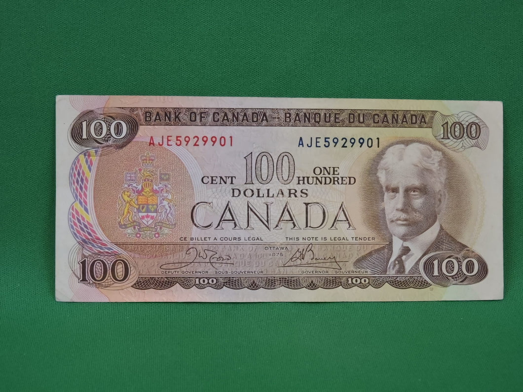 Canadian Bank Notes - ENZ - 1975 - $100 - AJE5929901