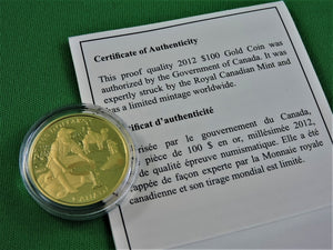 Currency - Gold Coin - $100 - 2012 - RCM - 150th Anniversary of the Cariboo Gold Rush