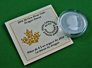 Currency - Silver Coin - $8 - 2016 - RCM - Dragon Dance