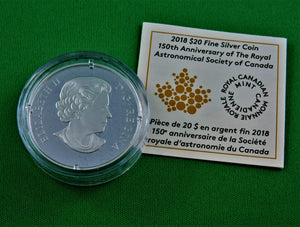 Currency - Silver Coin - $20 - 2018 - RCM - 150th Anniversary of the Royal Astronomical Society of Canada