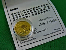 Charger l&#39;image dans la galerie, Currency - Gold Coin - $5 - 2012 - RCM - Year of The Dragon
