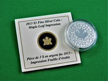 Charger l&#39;image dans la galerie, Currency - Silver Coin - $3 - 2013 - RCM - Maple Leaf Impression
