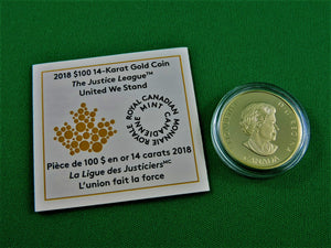 Currency - Gold Coin - $100 - 2018 - RCM - The Justice League - United We Stand