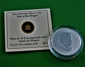 Currency - Silver Coin - $10 - 2012 - RCM - Year of the Dragon