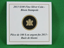 Load image into Gallery viewer, Currency - Silver Coin - $100 - 2013 - RCM - Bison Stampede
