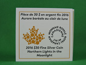 Currency - Silver Coin - $30 - 2016 - RCM - Northern Lights in the Moonlight