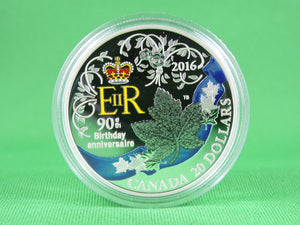 Currency - Silver Coin - $20 - 2016 - RCM - Queen's 90th Birthday