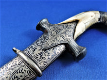 Load image into Gallery viewer, Knife - Custom Made Dagger Knife with Damascus Steel Blade and Sheath
