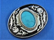 Charger l&#39;image dans la galerie, Belt Buckle - Ornate Buckle with Large Turquoise Stone
