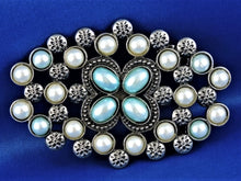 Charger l&#39;image dans la galerie, Belt Buckle - Ornate Buckle with Multi Blue and White Stones
