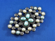 Charger l&#39;image dans la galerie, Belt Buckle - Ornate Buckle with Multi Blue and White Stones
