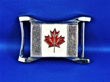 Charger l&#39;image dans la galerie, Belt Buckle - Silver with Red Maple Leaf on White Background
