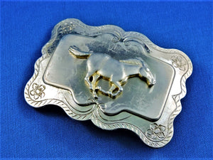 Belt Buckle - Silver Toned Running Horse