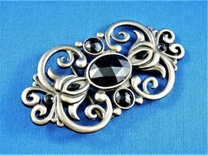 Belt Buckle - Pewter with Jet Black Stones