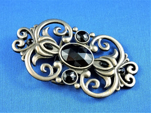 Belt Buckle - Pewter with Jet Black Stones