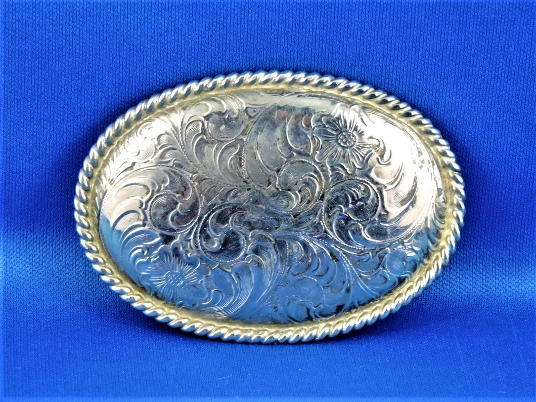 Belt Buckle - Alpaca Mexico Silver Carved Belt Buckle