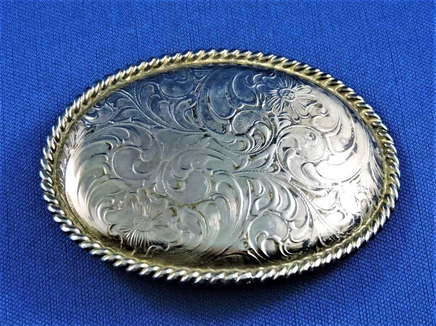 Western Alpaca Silver Buckle From Mexico and Vintage Hand 