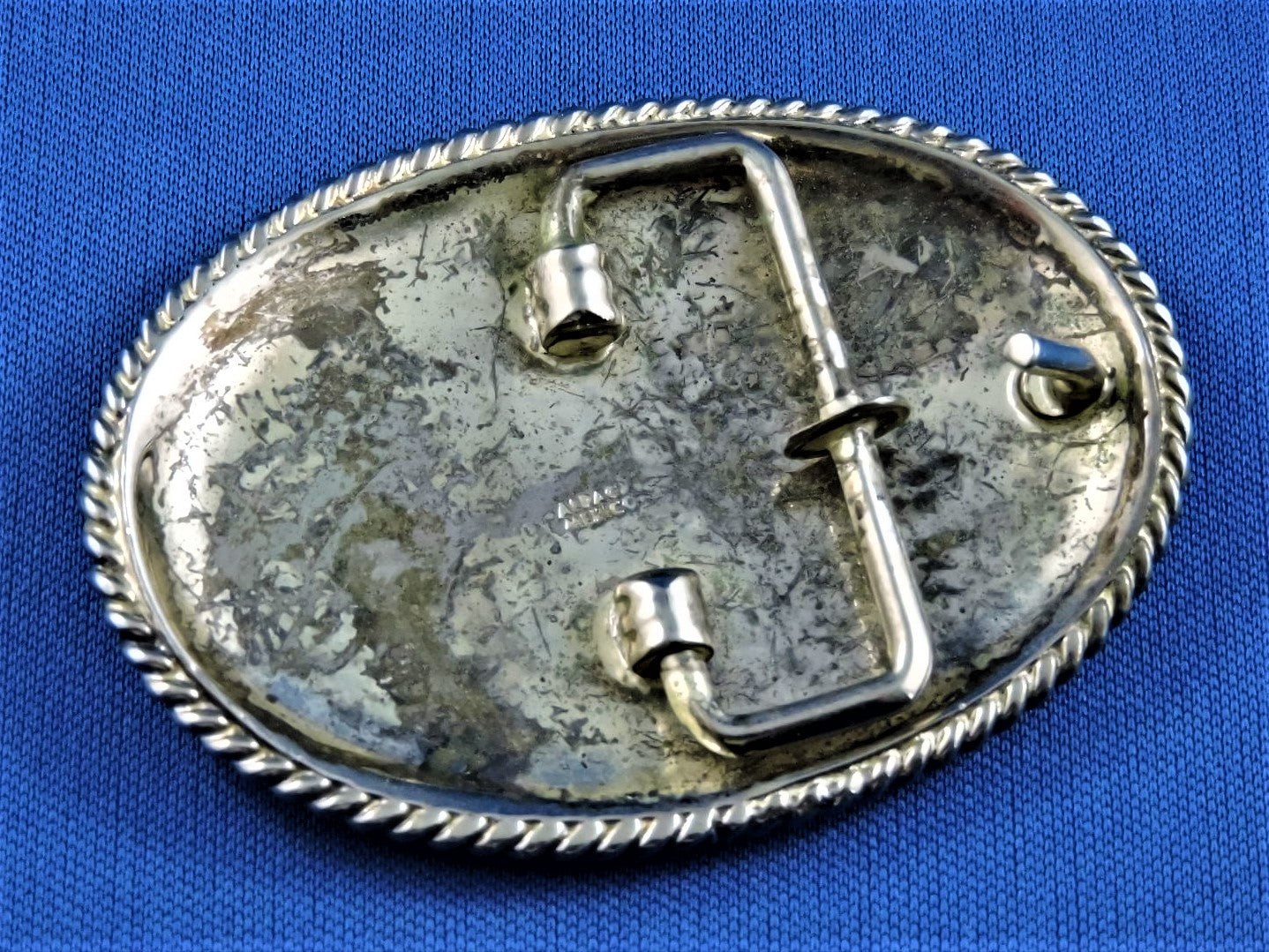Cowboy Belt Buckle Huge Sized Alpaca Silver Mexico