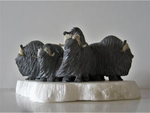 Load image into Gallery viewer, Inuit Art - Muskox Herd in Defensive Position on Snow Patch
