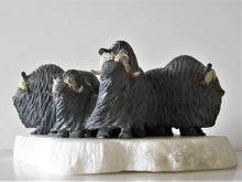 Load image into Gallery viewer, Inuit Art - Muskox Herd in Defensive Position on Snow Patch
