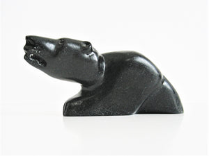 Inuit Art - Black Soapstone Polar Bear